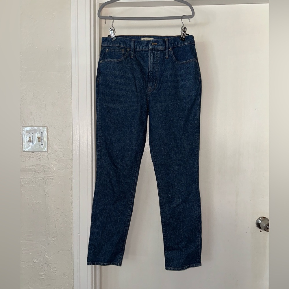 Madewell Perfect Vintage Straight Leg Jean Size 31 Tall Medium Dark Blue Wash